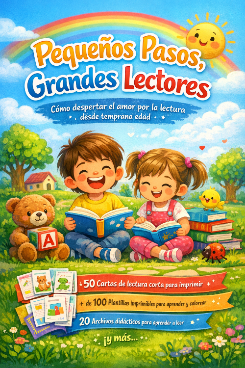 Pequeños pasos, Grandes lectores. Cartas cortas de lectura, plantillas, material didáctico. Todo imprimible en color
